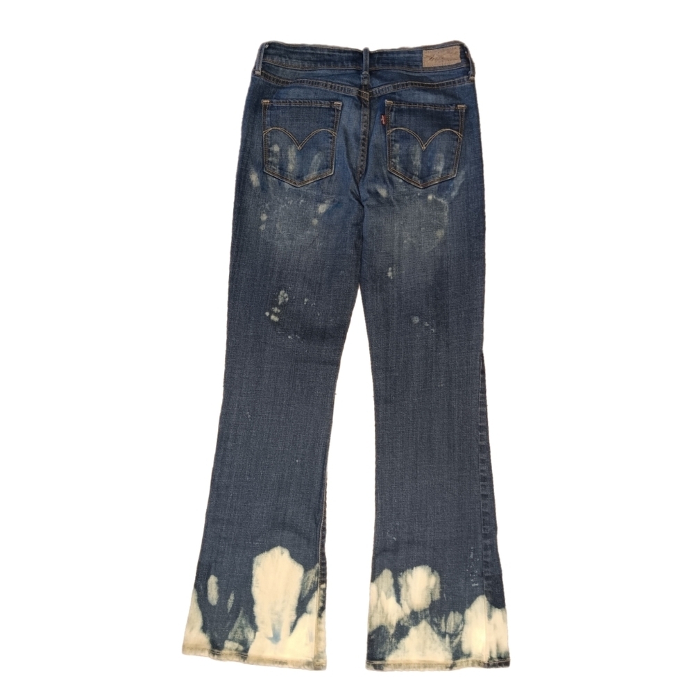Levi Demi Curve Boot Cut Jeans Distressed Mid Wash Blue Size 4 Fit 27x29